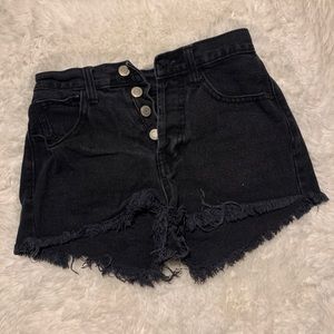 High-waisted Black Jean Shorts 🐧